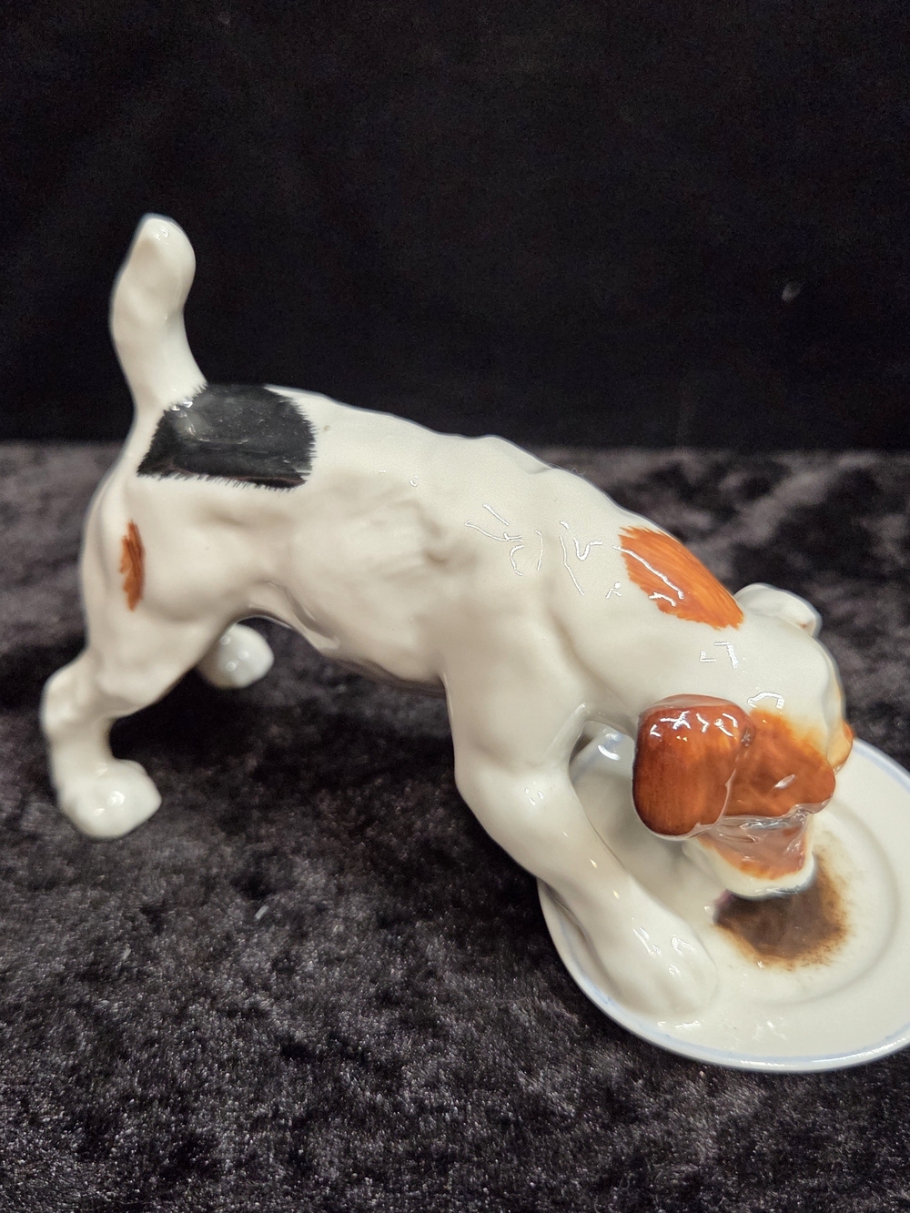 Vintage Royal Doulton Jack Russell Terrier Dog Eating off Plate